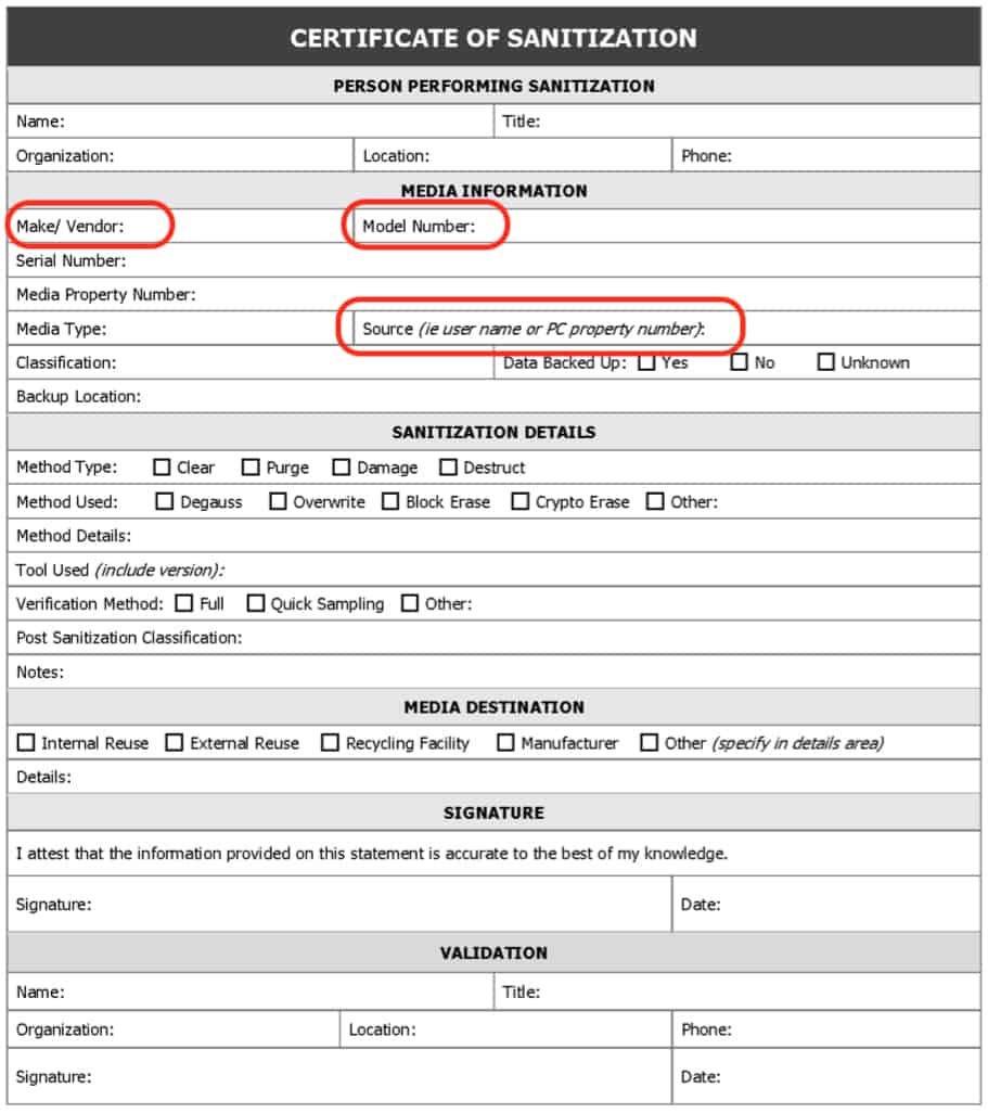 NIST 800 88 Certificate of Destruction NIST 800 88 Certificate of Destruction